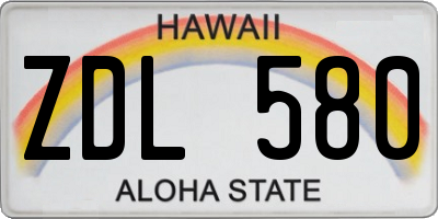 HI license plate ZDL580