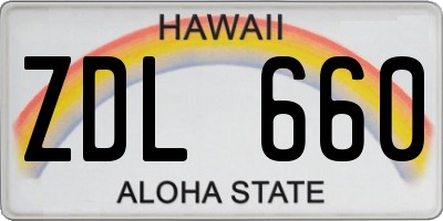 HI license plate ZDL660