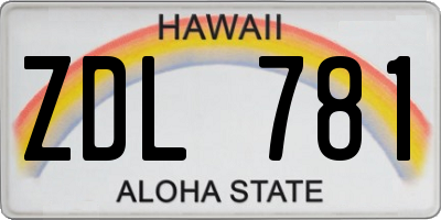 HI license plate ZDL781