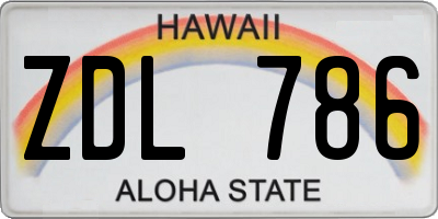 HI license plate ZDL786