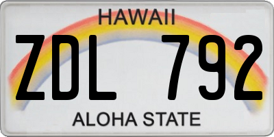 HI license plate ZDL792