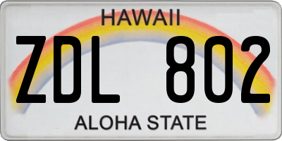HI license plate ZDL802