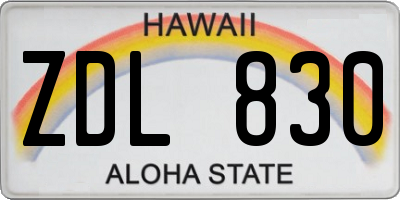 HI license plate ZDL830