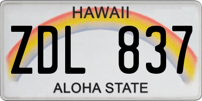 HI license plate ZDL837
