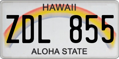 HI license plate ZDL855