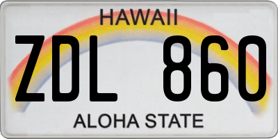 HI license plate ZDL860