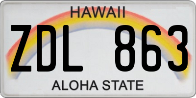 HI license plate ZDL863