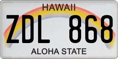 HI license plate ZDL868