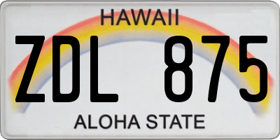 HI license plate ZDL875