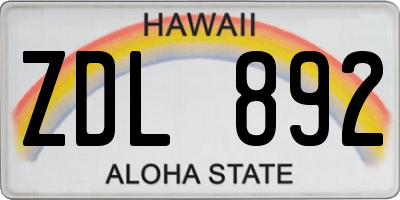 HI license plate ZDL892