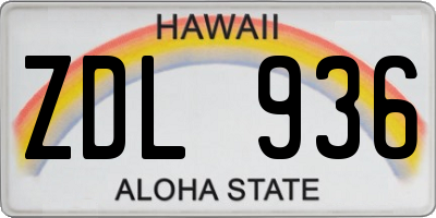 HI license plate ZDL936