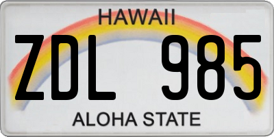 HI license plate ZDL985