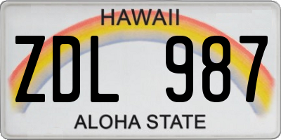 HI license plate ZDL987