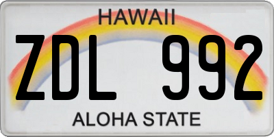 HI license plate ZDL992