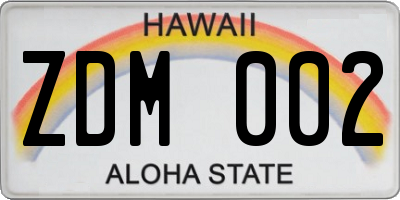 HI license plate ZDM002