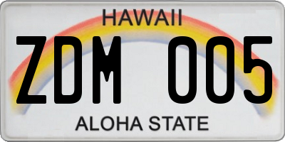 HI license plate ZDM005