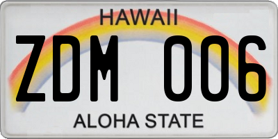 HI license plate ZDM006