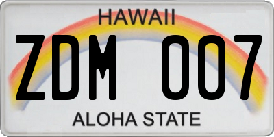 HI license plate ZDM007