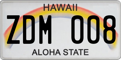 HI license plate ZDM008
