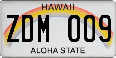HI license plate ZDM009
