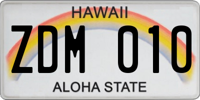 HI license plate ZDM010