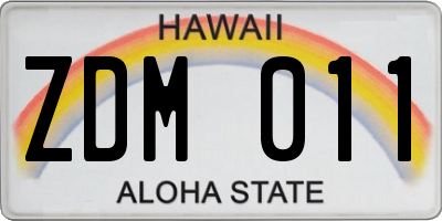 HI license plate ZDM011