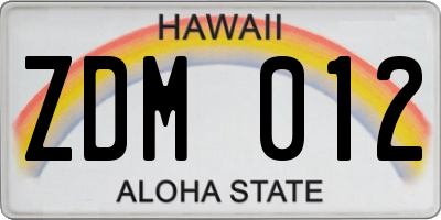 HI license plate ZDM012