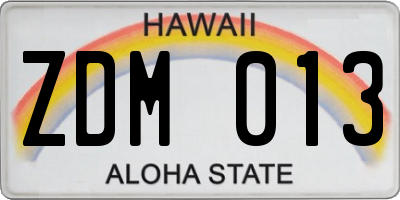 HI license plate ZDM013