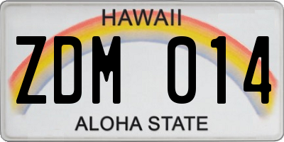 HI license plate ZDM014