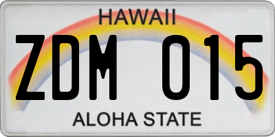 HI license plate ZDM015