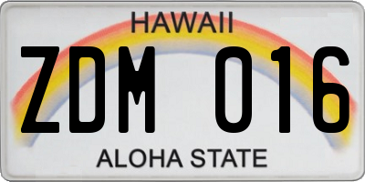 HI license plate ZDM016