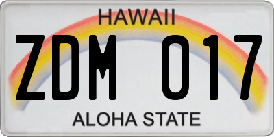 HI license plate ZDM017