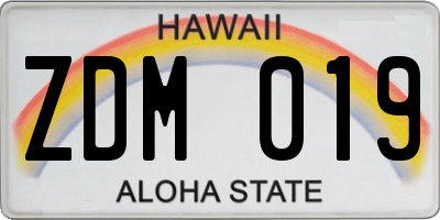 HI license plate ZDM019