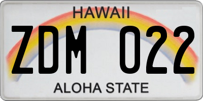 HI license plate ZDM022