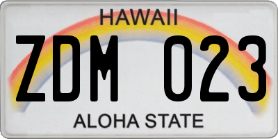 HI license plate ZDM023