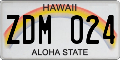 HI license plate ZDM024