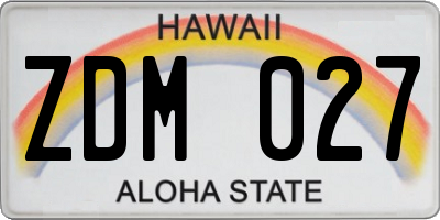 HI license plate ZDM027