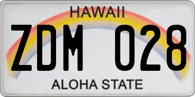 HI license plate ZDM028