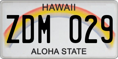 HI license plate ZDM029