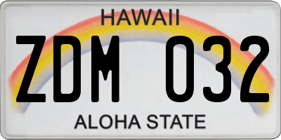 HI license plate ZDM032
