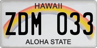 HI license plate ZDM033