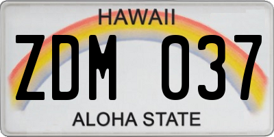 HI license plate ZDM037