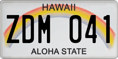 HI license plate ZDM041
