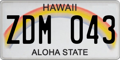HI license plate ZDM043