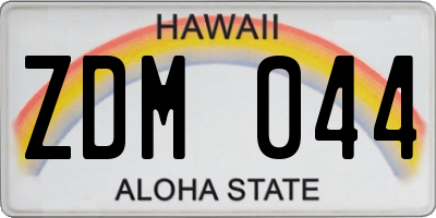 HI license plate ZDM044