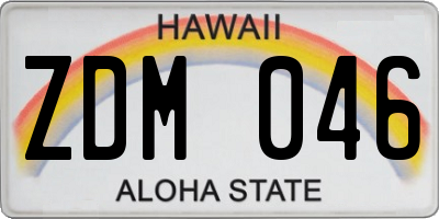 HI license plate ZDM046