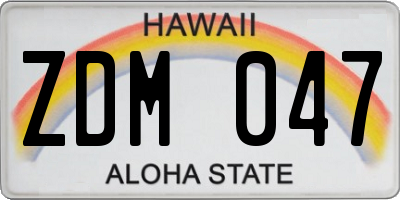 HI license plate ZDM047