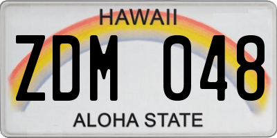 HI license plate ZDM048