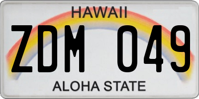 HI license plate ZDM049