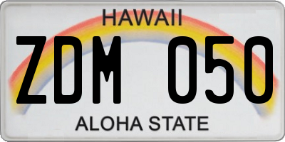 HI license plate ZDM050